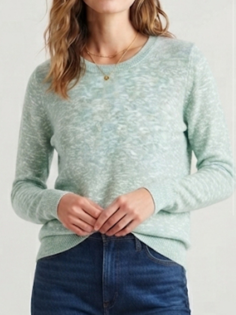 J.CREW Heathered Mint Green Knit Crewneck Sweater Large NWT